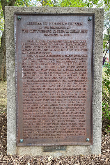 Gettysburg Address Plaque