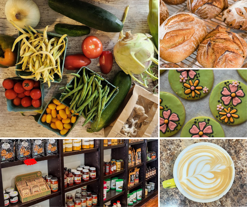 Fresh produce, artisan bread, decorated cookies, coffee, and specialty foods from Downtown De Pere businesses.